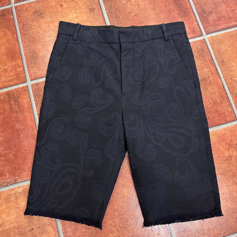 3.1 Phillip Lim Dark Paisley Pattern Fringed Hem Bermuda Shorts Size 32